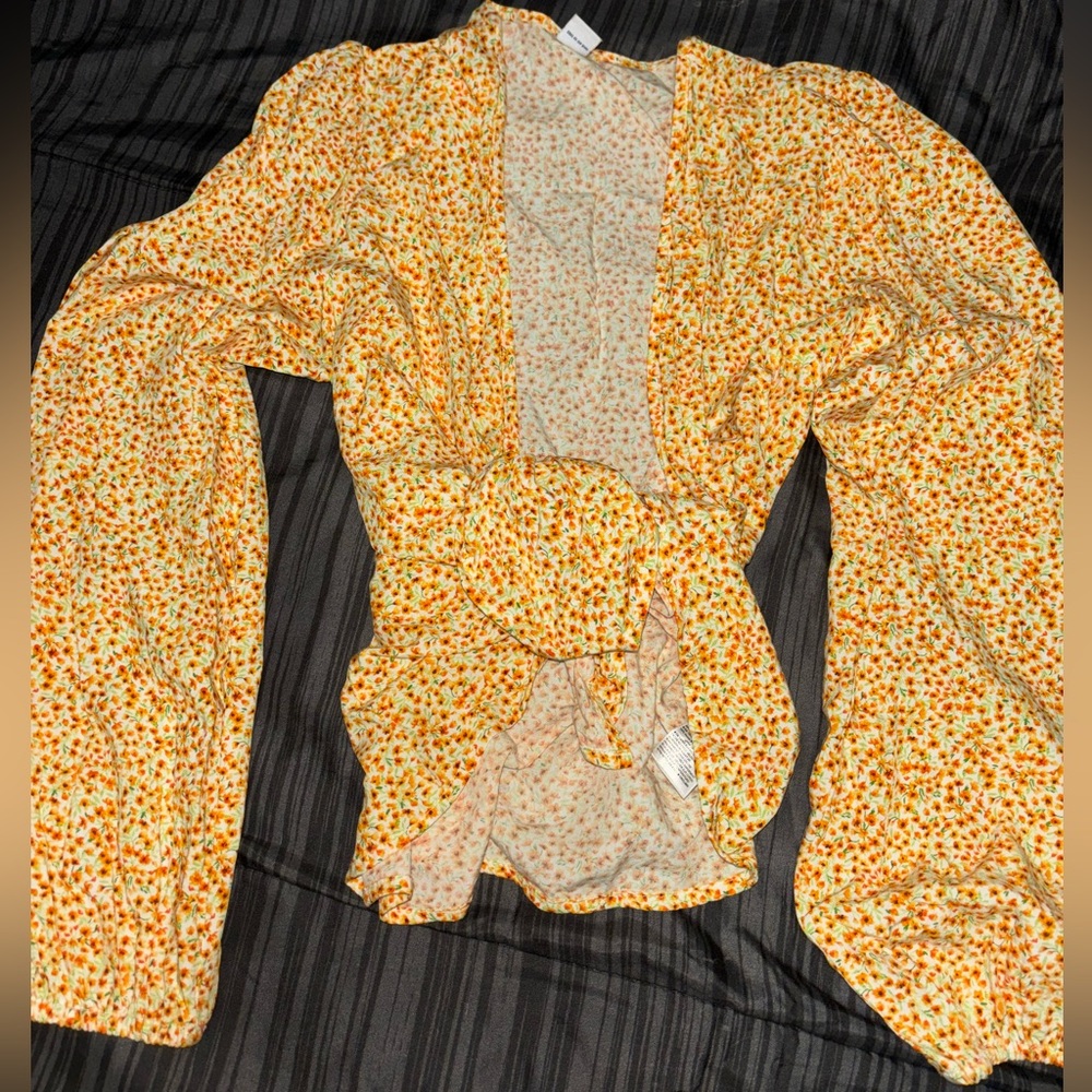 Old Navy Floral Wrap Blouse